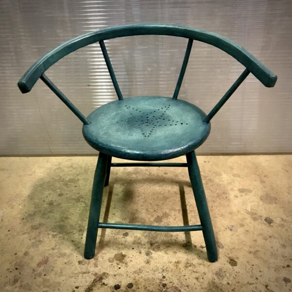 CHAISE fauteuil ENFANT maternelle VINTAGE en bois bleu canard ANNÉES 60 ANNA COLORE INDUSTRIALE4